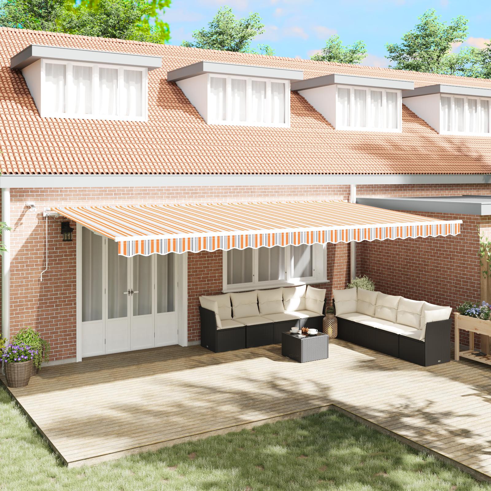 Automatisk Udtækbar Markise med LED Multifarvet Stribe 600x300 cm