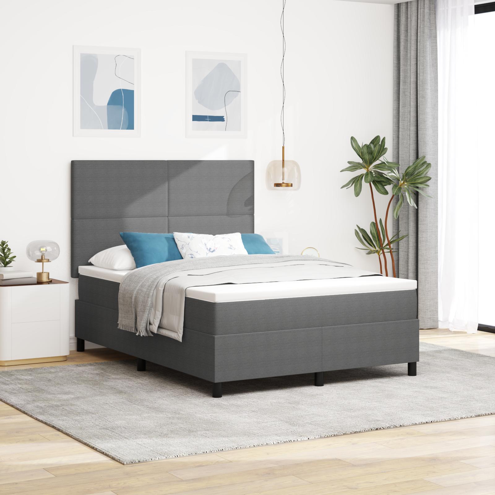 Kontinentalseng Lys Grå og Hvid 203 x 144 x 128 cm billede