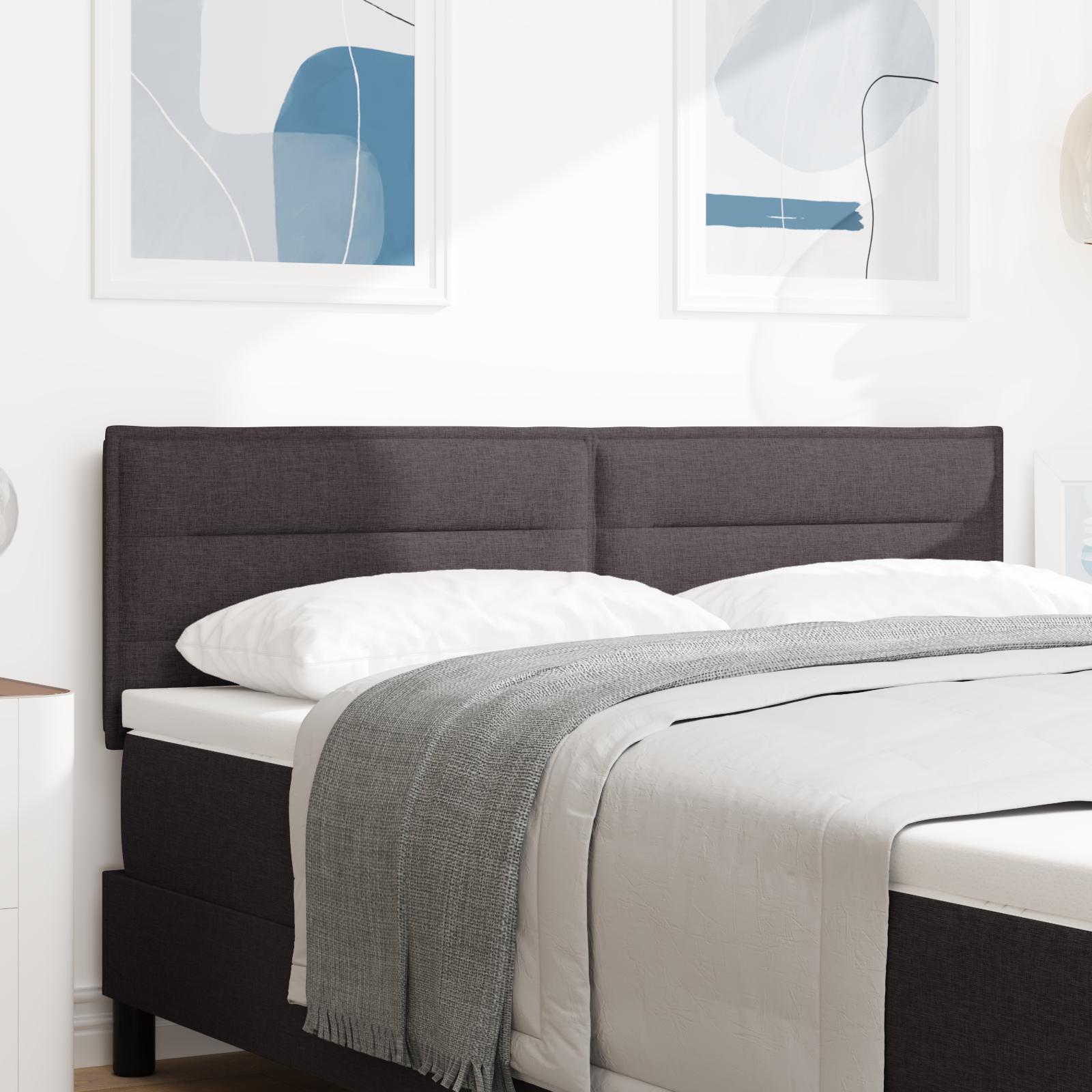 LED sengegavl med LED -strimmellys Mørkebrun 144 cm Stof