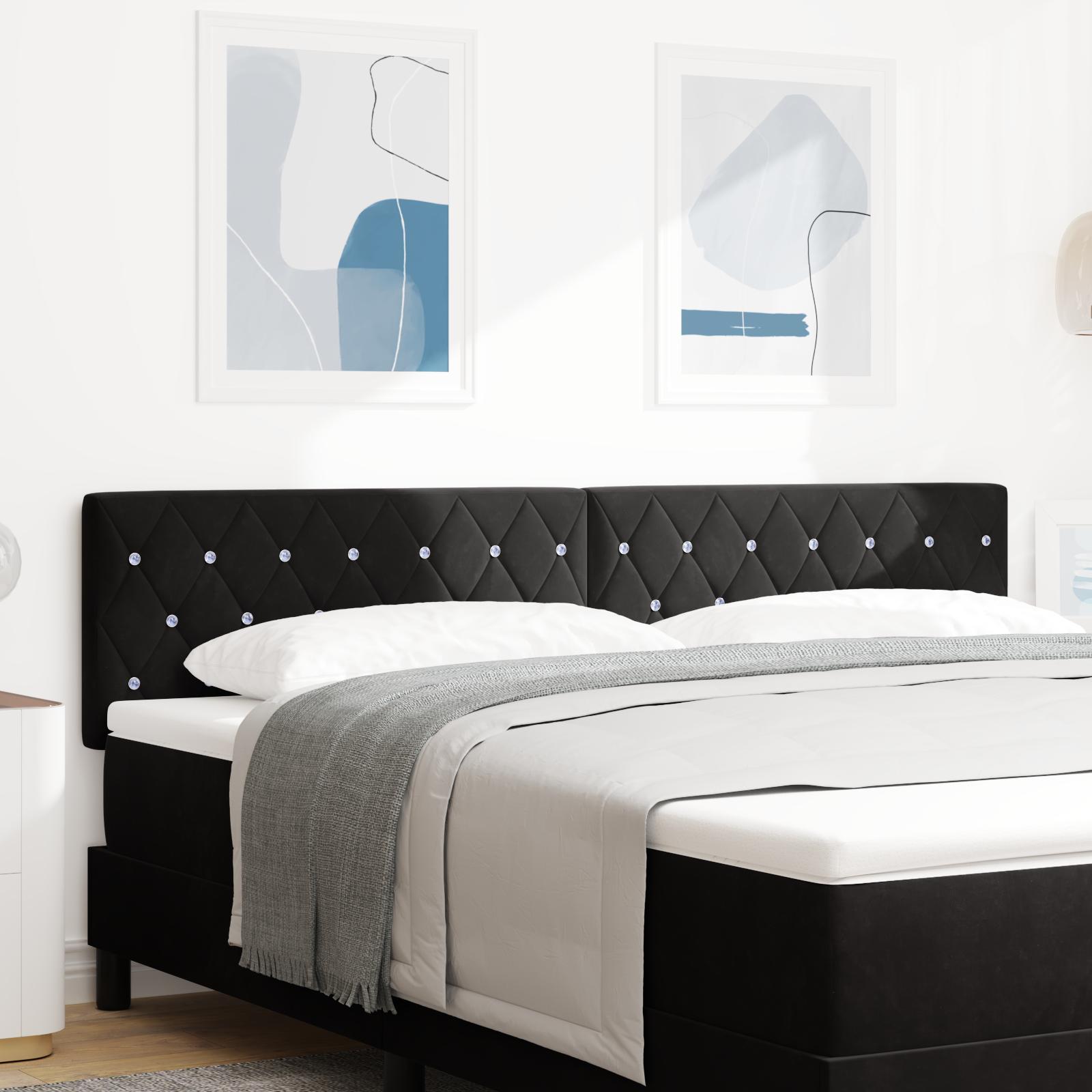 LED sengegavl 180 cm i sort fløjl med RGB LED-lysstrimler