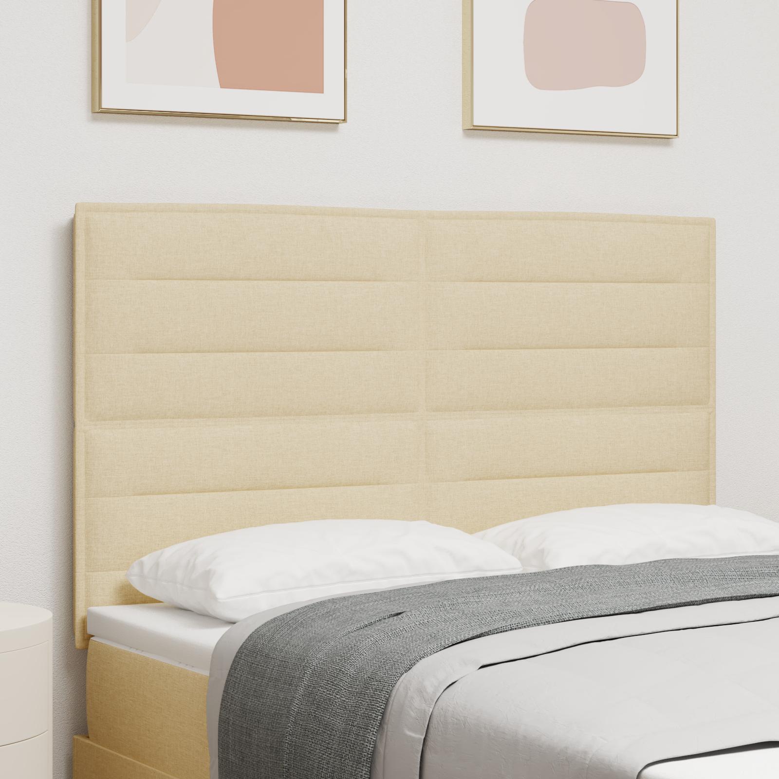 LED sengegavl med LED -strimmellys Creme 144 cm Stof billede
