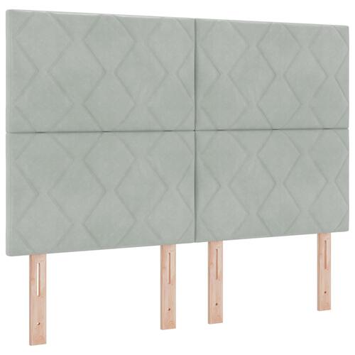 LED Hovedgavl Diamantblok Design Lys Grå 160 cm Velour&& Hovedgavl Diamantblok Design Lys Grå 160 cm Velour
