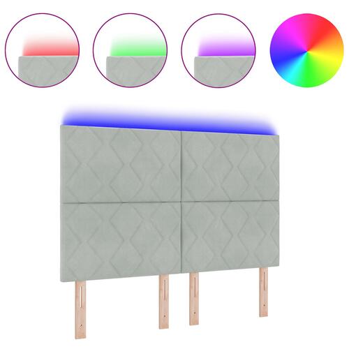 LED Hovedgavl Diamantblok Design Lys Grå 160 cm Velour&& Hovedgavl Diamantblok Design Lys Grå 160 cm Velour