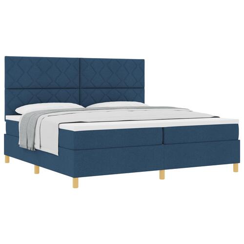 Box Spring Seng med Madras Blå 200x200 cm Stof