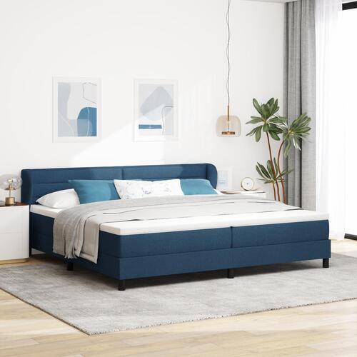 Boksmadras med madras Blå 200x200 cm Stof