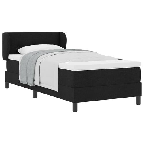 Boxmadras med madras Sort 90x200 cm Stof