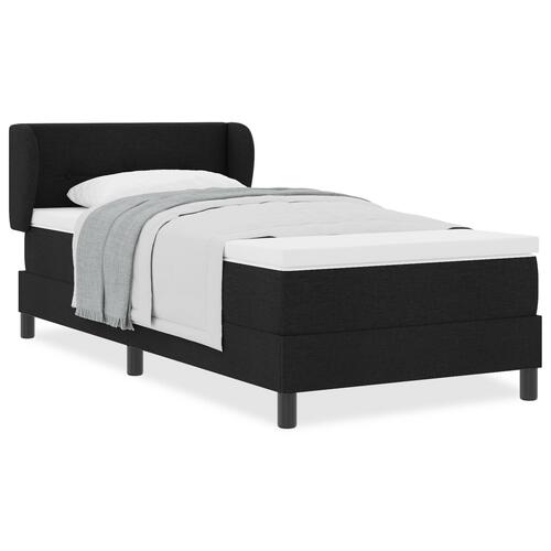 Boxmadras med madras Sort 90x200 cm Stof