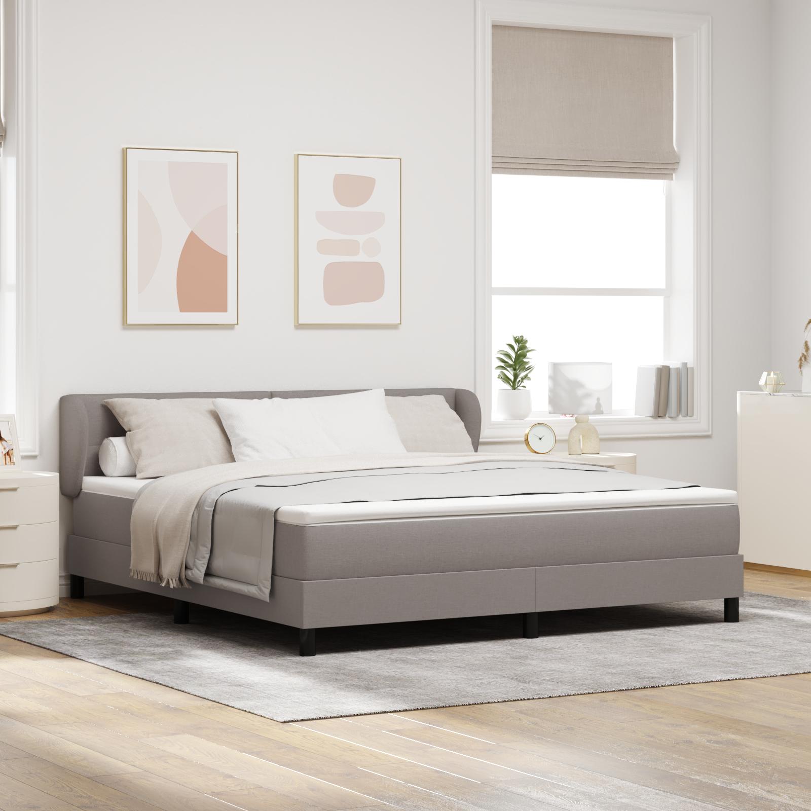 Box Spring Seng med Madras Taupe 180x200 cm Stof