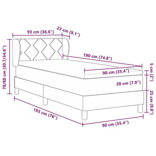 Boxmadrasse med madras Blå 90x190 cm Stof
