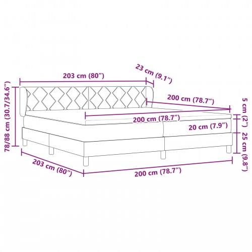 Kontinentalseng med madras Lysegrå 200 x 200 cm Stof