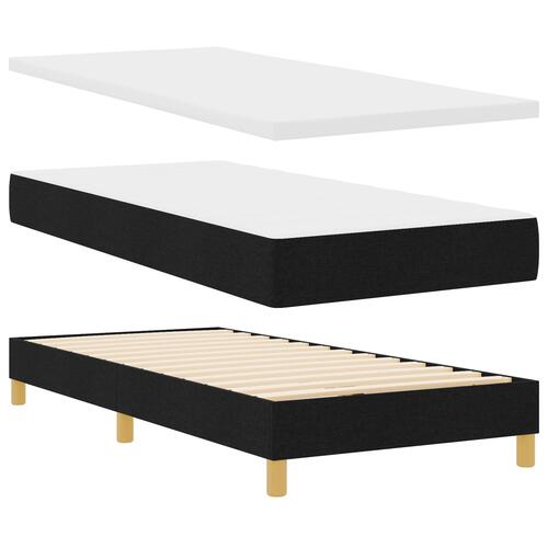 Sort Stof Box Spring Seng med Madras 100x200 cm