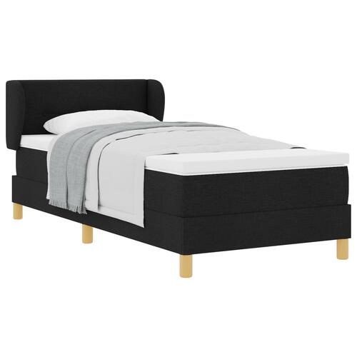 Sort Stof Box Spring Seng med Madras 100x200 cm