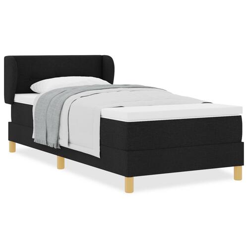 Sort Stof Box Spring Seng med Madras 100x200 cm