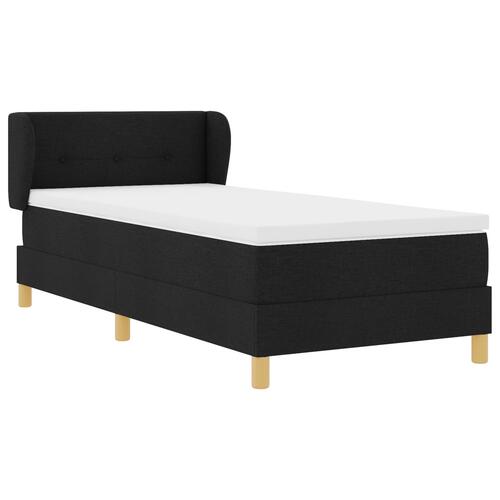 Sort Stof Box Spring Seng med Madras 100x200 cm