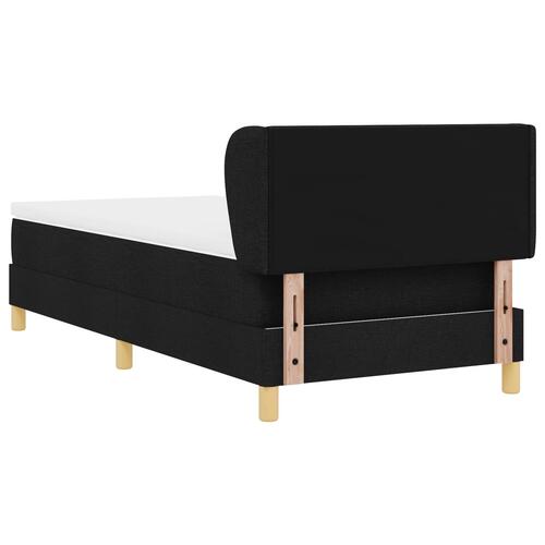 Sort Stof Box Spring Seng med Madras 100x200 cm