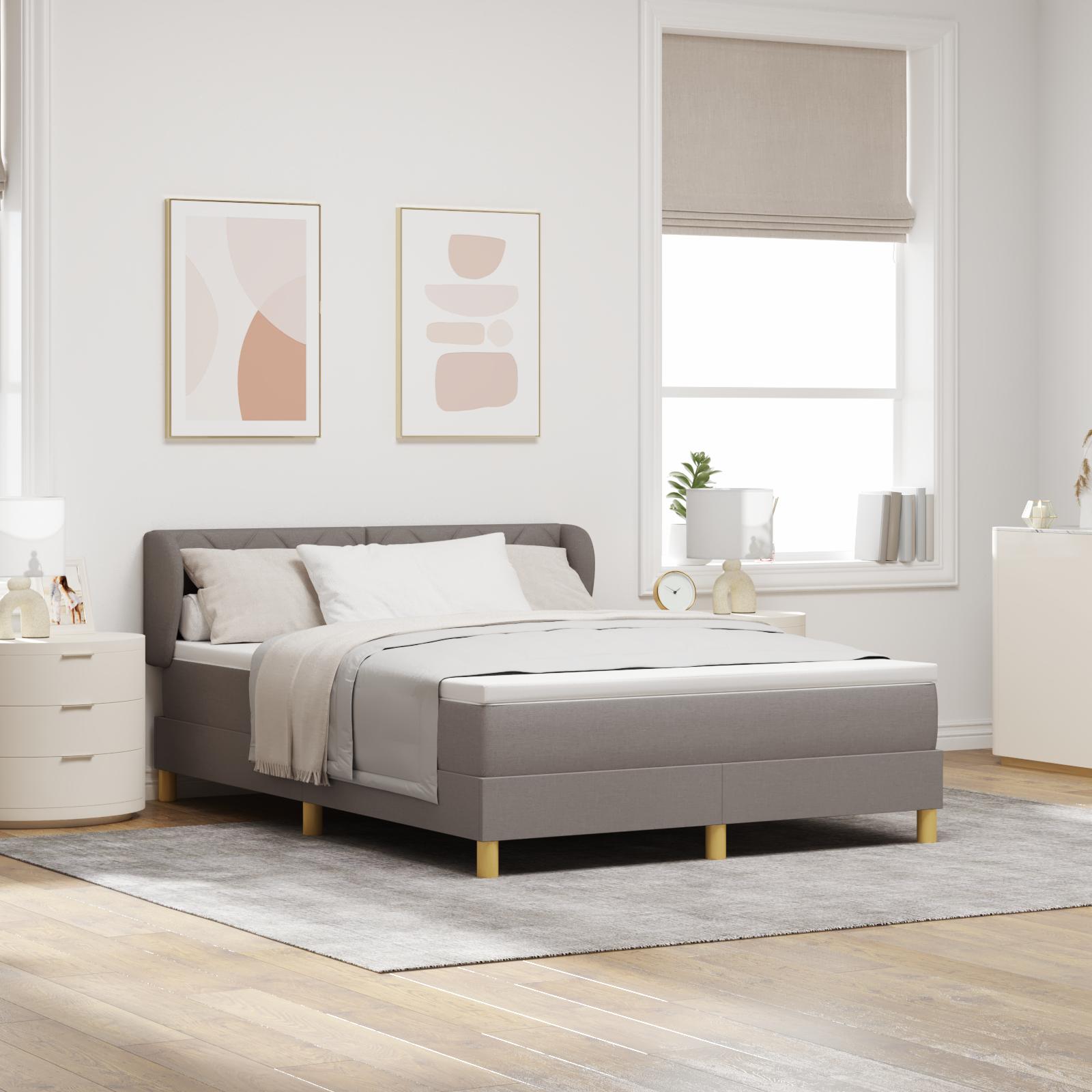 Boxseng med Madras i Taupe, 140x190 cm, Stof