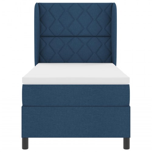 Kontinentalseng med madras med hovedgærde Blå 100 x 200 cm Stof