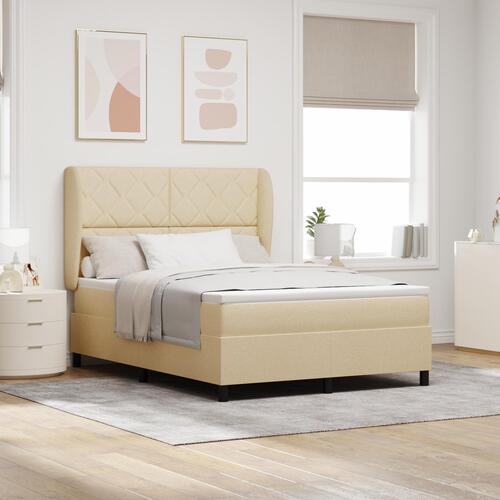 Box Spring Seng med Madras i Creme, 140x200 cm Stof