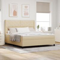Boxspring Madras med Madras - Creme 180x200 cm Stof