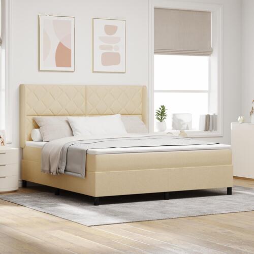 Boxspring Madras med Madras - Creme 180x200 cm Stof