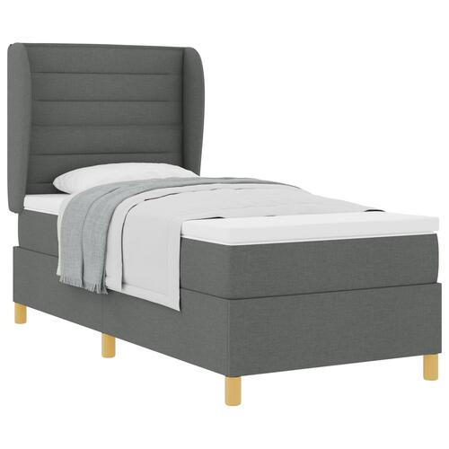 Boxspring Seng med Madras Mørkegrå 90x200 cm Stof