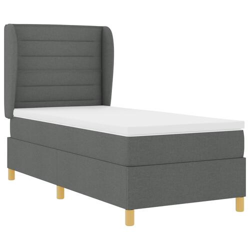 Boxspring Seng med Madras Mørkegrå 90x200 cm Stof