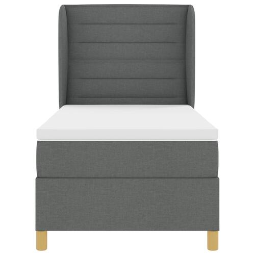 Boxspring Seng med Madras Mørkegrå 90x200 cm Stof