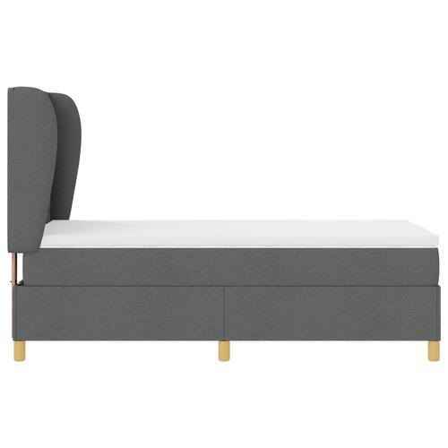 Boxspring Seng med Madras Mørkegrå 90x200 cm Stof