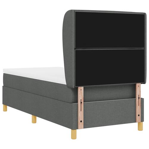 Boxspring Seng med Madras Mørkegrå 90x200 cm Stof