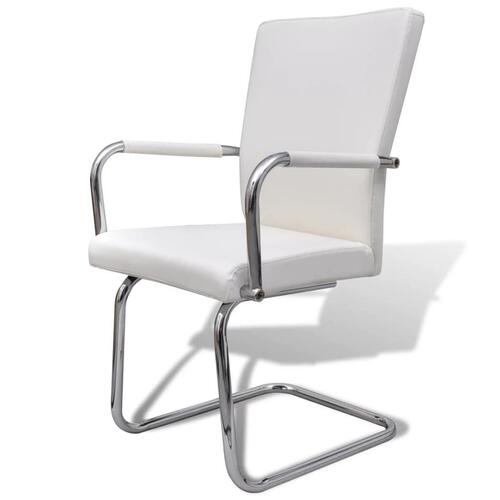 Spisebordsstole med cantilever 6 stk. kunstlæder hvid