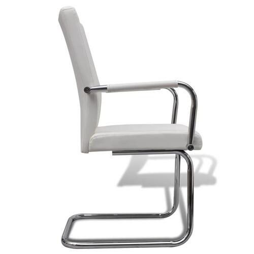 Spisebordsstole med cantilever 6 stk. kunstlæder hvid