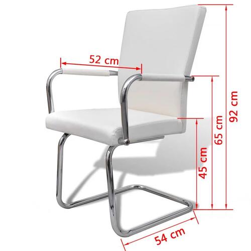 Spisebordsstole med cantilever 6 stk. kunstlæder hvid