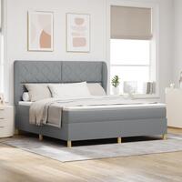 Boxspring Seng med Madras Lys Grå 180x200 cm Stof