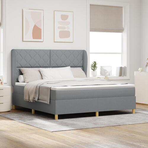 Boxspring Seng med Madras Lys Grå 180x200 cm Stof