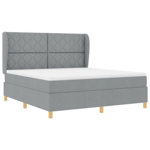 Boxspring Seng med Madras Lys Grå 180x200 cm Stof