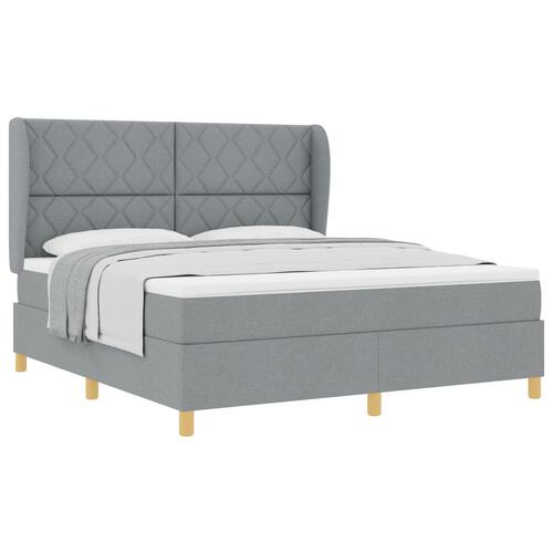Boxspring Seng med Madras Lys Grå 180x200 cm Stof