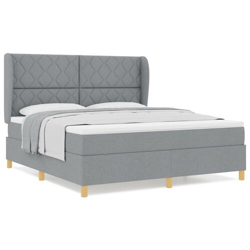 Boxspring Seng med Madras Lys Grå 180x200 cm Stof