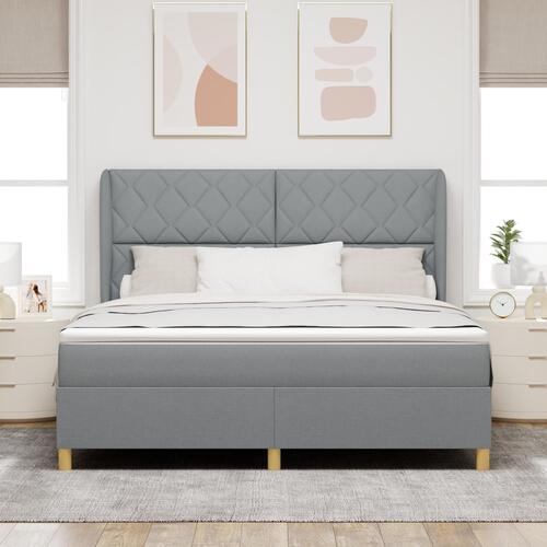 Boxspring Seng med Madras Lys Grå 180x200 cm Stof