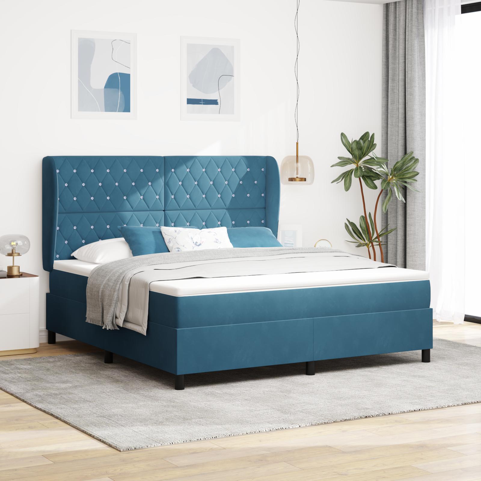 Kontinentalseng med madras Mørk blå 200 x 180 cm Polyester billede