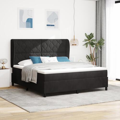 Box Spring Seng med Madras Sort 180x200 cm Fløjl