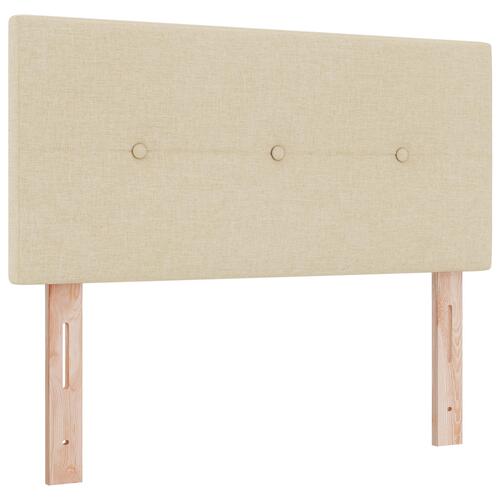Box Spring Seng med madrass Creme 90x200 cm Stof&& Sengegavl med knappet tuftet Creme 90 cm Stof