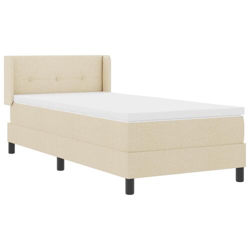 Box Spring Seng med madrass Creme 90x200 cm Stof&& Sengegavl med knappet tuftet Creme 90 cm Stof