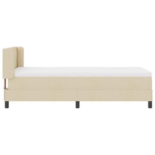 Box Spring Seng med madrass Creme 90x200 cm Stof&& Sengegavl med knappet tuftet Creme 90 cm Stof