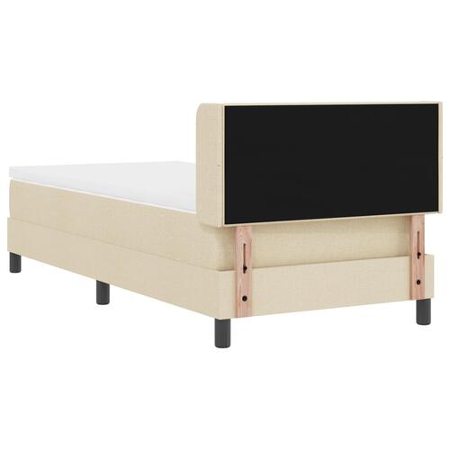 Box Spring Seng med madrass Creme 90x200 cm Stof&& Sengegavl med knappet tuftet Creme 90 cm Stof