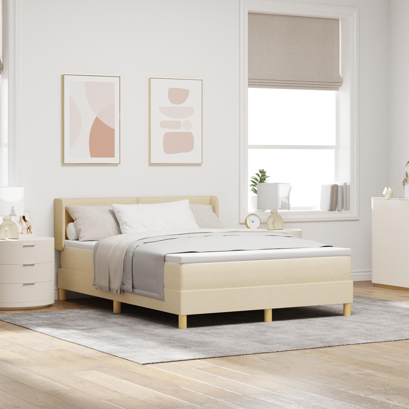 Kontinentalseng med madras Creme 190 x 140 cm Polyester