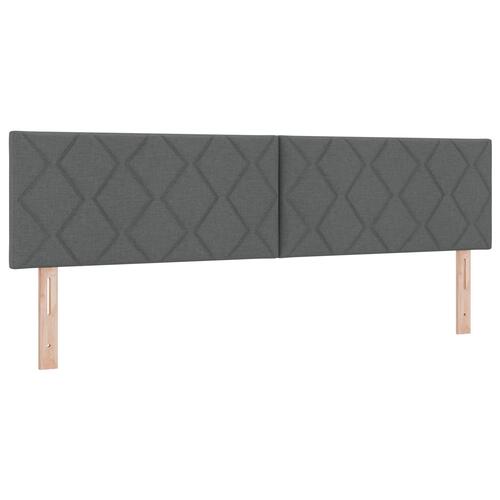 Box Spring Seng med Madras Mørk Grå 180x200 cm Stof&& Hovedgavl Knappet Tuftet Mørk Grå 180 cm Stof