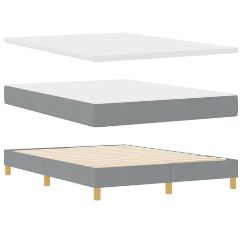 Box Spring Seng med Madras Lysegrå 140x200 cm Stof&& Sengegavl Diamantblok Design Lysegrå 140 cm Stof