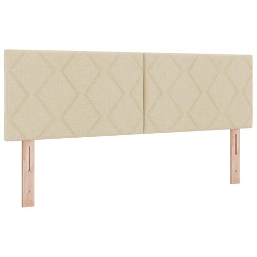 Box Spring Seng med Madras Creme 140x200 cm Stof&& Sengegavl Diamond Blocks Design Creme 140 cm Stof