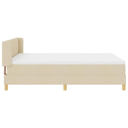 Box Spring Seng med Madras Creme 140x200 cm Stof&& Sengegavl Diamond Blocks Design Creme 140 cm Stof