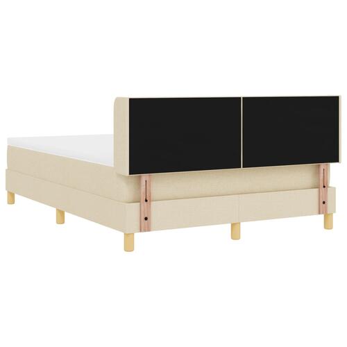 Box Spring Seng med Madras Creme 140x200 cm Stof&& Sengegavl Diamond Blocks Design Creme 140 cm Stof